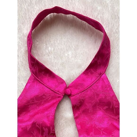 NWT Zara Satin Effect Floral Jacquard Keyhole Halter Top in Fuchsia - Picture 10 of 16